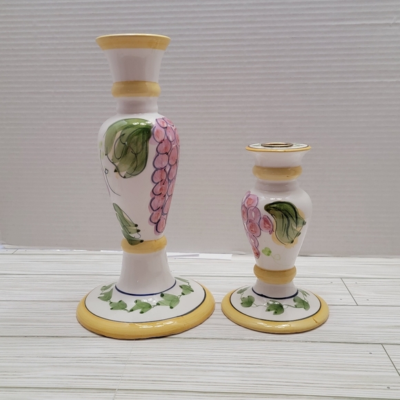 Ganz Casa Bella Candle Holders Ceramic 1-6", 1-10" Grapes Ivy Tuscan - Picture 2 of 14